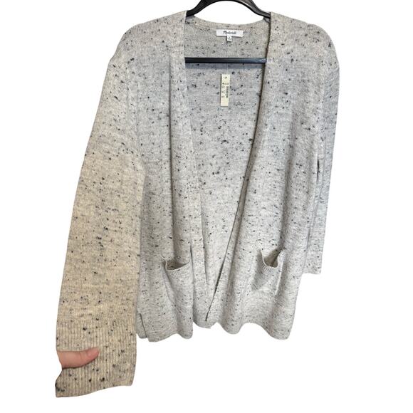 NWT Madewell Donegal Kent Cardigan Sweater Open Front Flecked Gray Size Medium - Picture 4 of 14